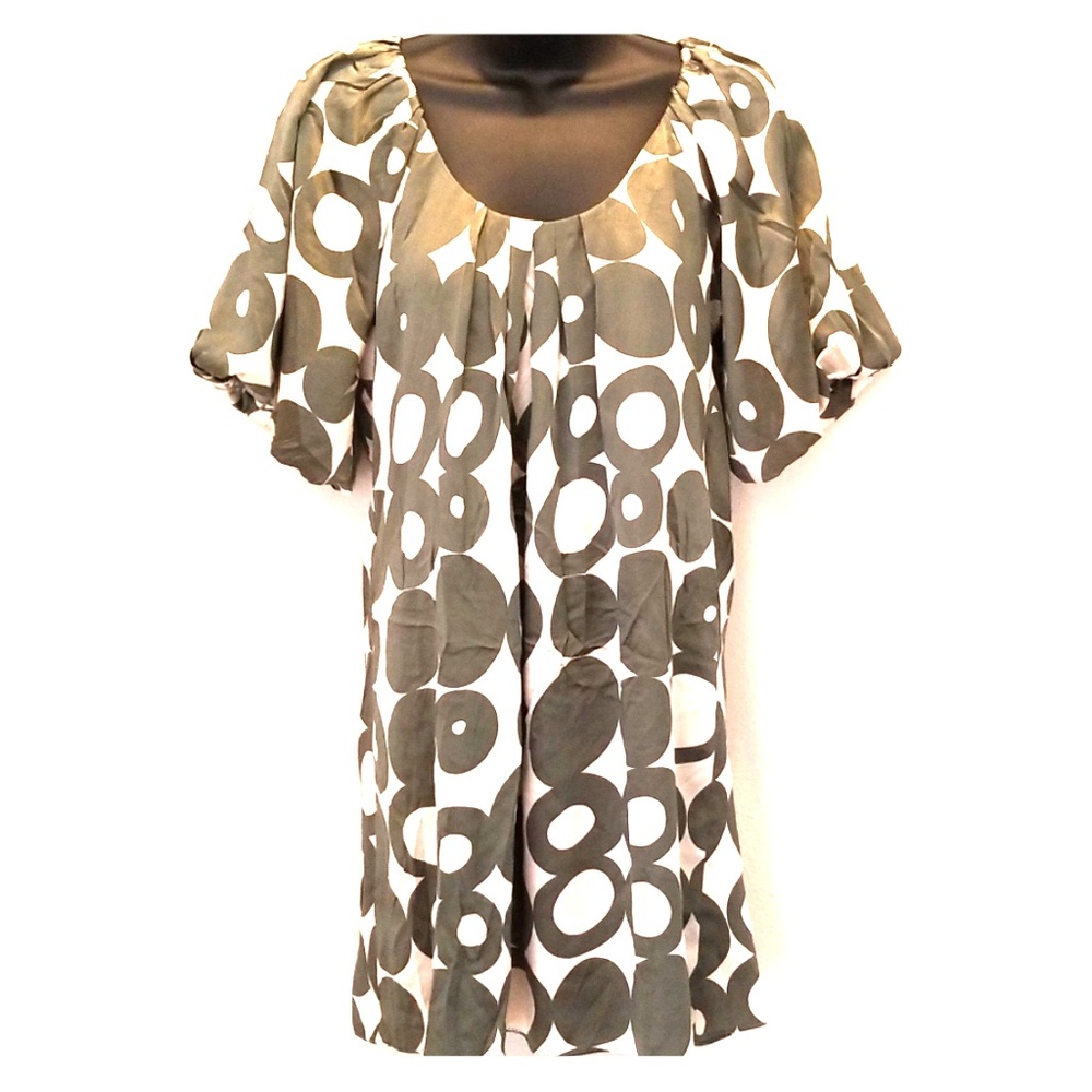 Anthro Poleci Silk Green Dot Dress